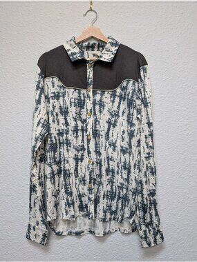 Kate Quinn Modal Shibori Cowboy Button Down Shirt Medium Design Sample